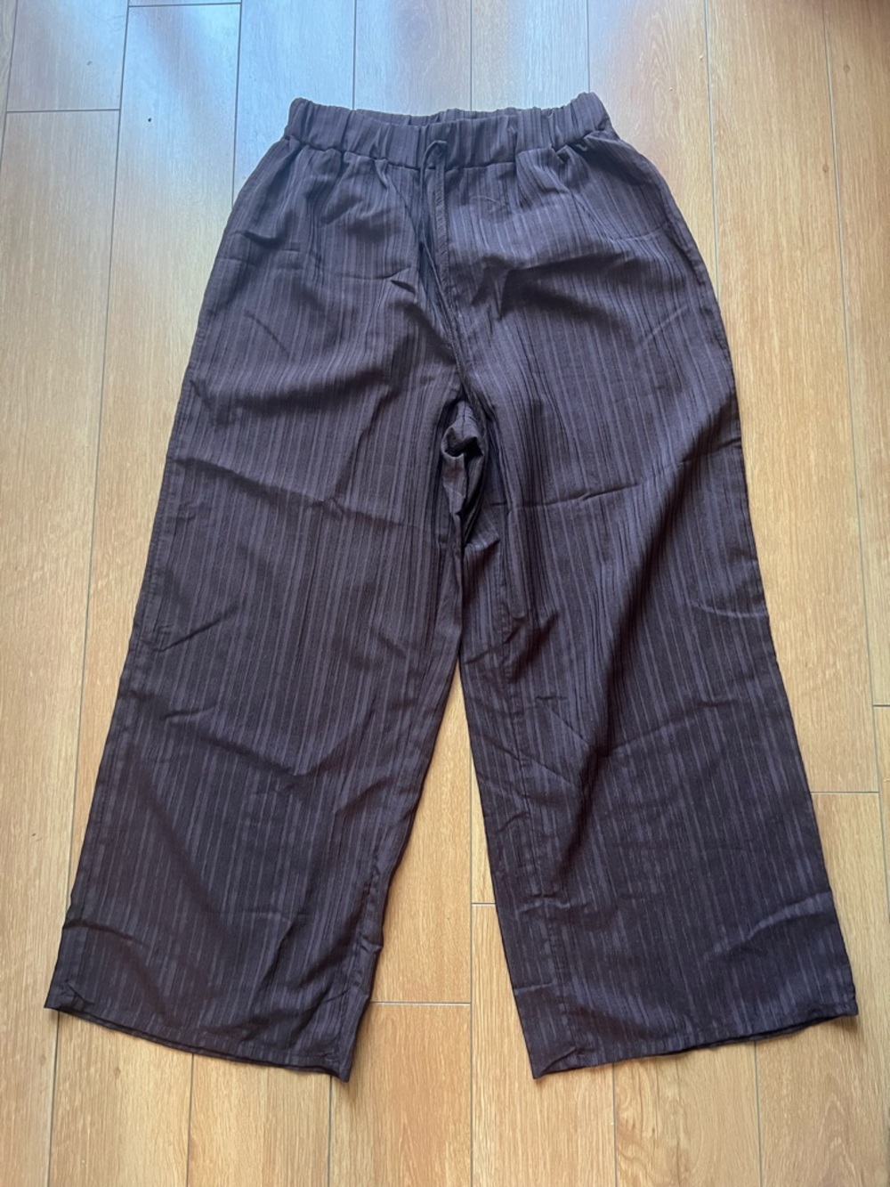 SHEIN Brown Wide Leg Pinstripe Pants